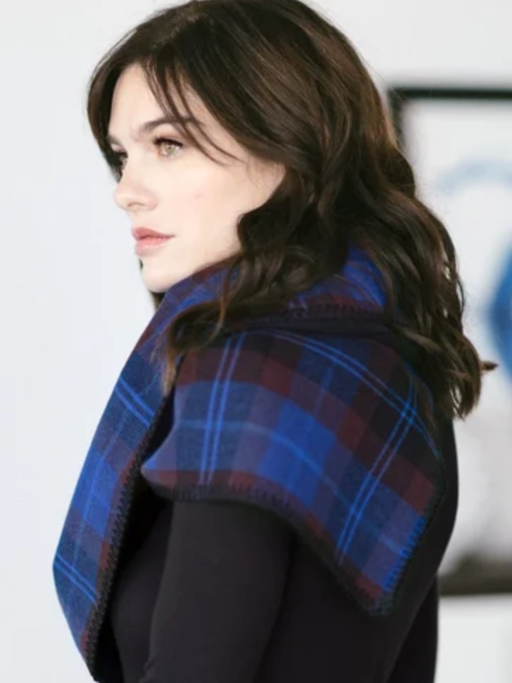 Signature Winged Scarf Blue Tartan Plaid